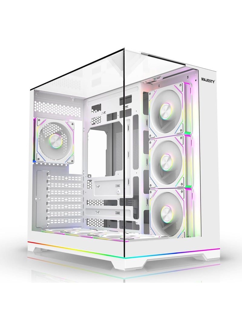 Majesty X-Space Plus Gaming PC Case – 7 ARGB Fans, ATX Support, Tempered Glass, Type-C & USB 3.0 Ports with Ambient Bottom RGB Lighting